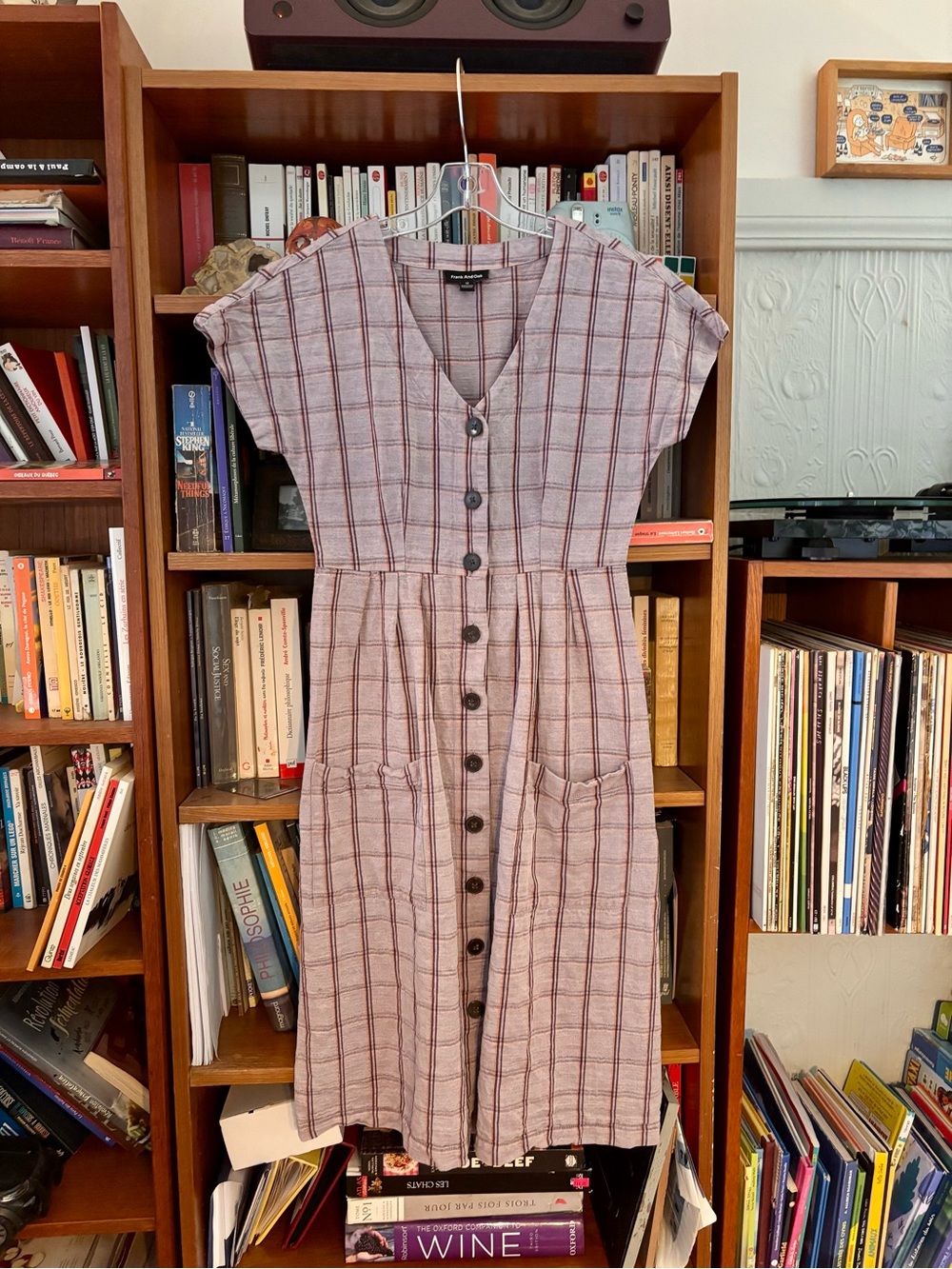 Frank & Oak Button-Front Midi Dress - Mauve Plaid